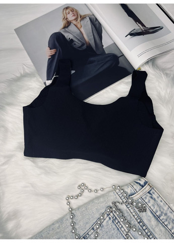 Чорний безшовний бюстгальтер топ безшовний в рубчик Beisdanna без кісточок поліамід, еластан