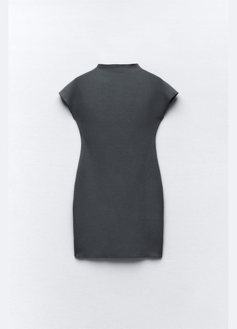 Серое спортивное, деловое, повседневный, кэжуал, праздничный, вечернее мини платье платье-водолазка, бэби долл, платье-свитер Zara