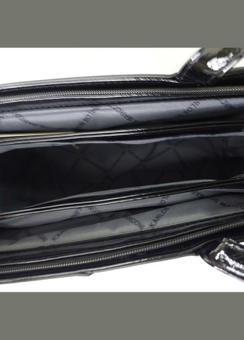 Сумка жіноча А4 ділова на три відділення лакова чорна Karlos Marconi (347640658)