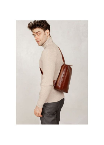 Сумка чоловіча через плече шкіряна слінг Chest bag світло-коричнева The Wings (302007254)