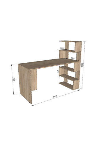 Стол компьютерный, стол письменный с полками ST-0015 от Венге темный/Белый MORELI (335423248)