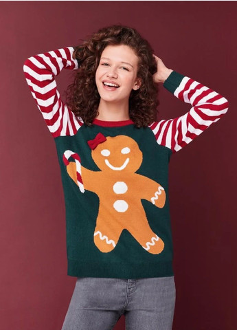 Зеленый зимний женский новогодний свитер Esmara