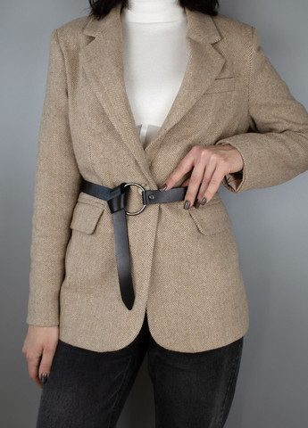 Ремень женский с кольцом под платье или пиджак HC-2588 (130 см) кожаный черный HandyCover (305699071)