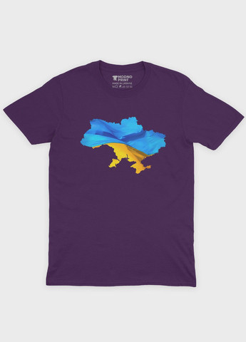 Фиолетовая мужская футболка с патриотическим принтом карта украины (ts001-1-dby-005-1-004) Modno