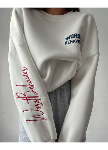 Молочний світшот жіночий стильний — замір в описі Vione малюнок без декору (368708844)