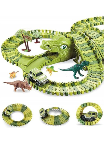 Дитячий автотрек із динозаврами 320 деталей 480 см 2 машинки No Brand (363042436)