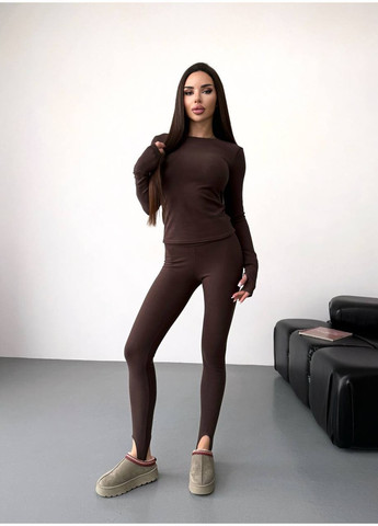 Термо костюм (лосини зі штрипками + лонгслів із вирізом під пальчик) з теплої тканини Пума | Vione (370985997)