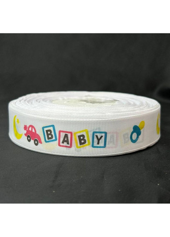 2,5 см Лента репсовая с принтом на отрез - #735 белый Plus-plus (352746724)