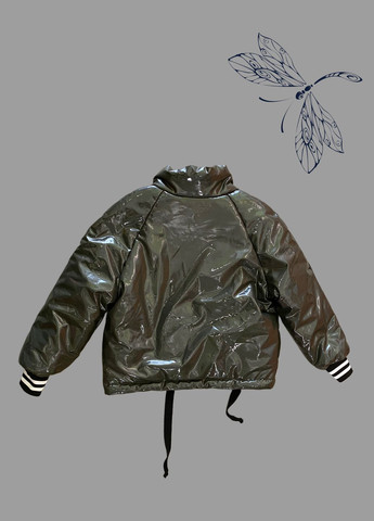 Оливкова (хакі) демісезонна куртка лакова для дівчинки хакі Baby Angel