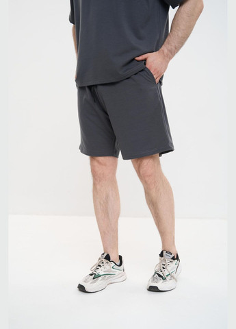 Графитовый летний мужской оверсайз костюм большого размера с шортами Vakko