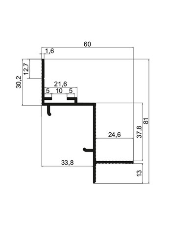 Профиль Тенево шва 13 мм с каналом для LED Ленты No Brand (363042515)