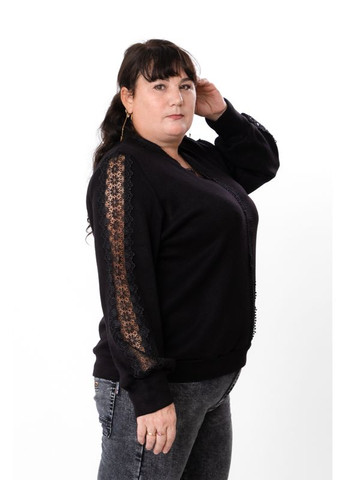 Чорний демісезонний ангоровий джемпер для жінки (плюс сайз) однотонний з мереживом (p-18060) Носи своє