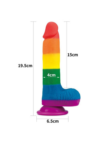 Кольоровий фалоімітатор на присосці "Prider Dildo 7.5" від (довжина 19.5 см, діаметр 4 см) Lovetoy (298481132)