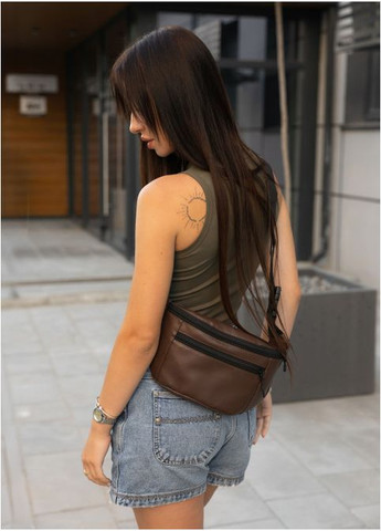 Женская поясная сумка бананка из экокожи Шоколадная (2907038617) Sambag (366036773)