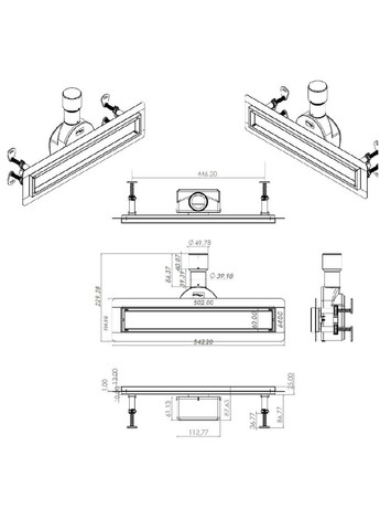Трап лінійний душовий TM256-C-50 TILLO (367581828)
