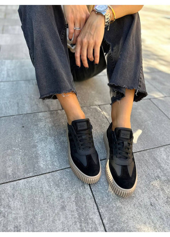 Черные кожаные женские кеды (2801-1) VZUTIK