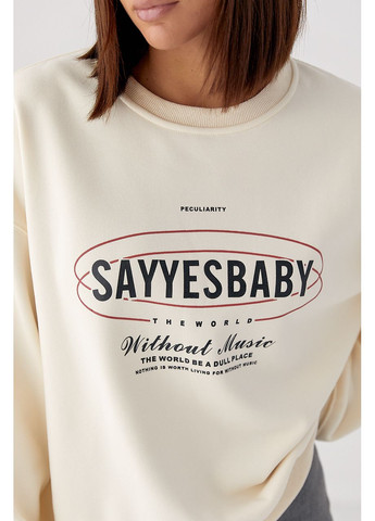 Кремовий теплий спортивний світшот із начосом Lurex (353036874)