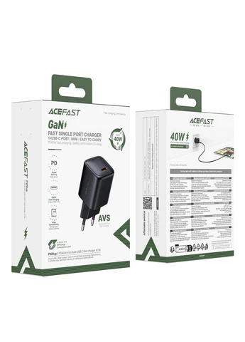 Сетевое зарядное устройство для A136 PD40W mini GaN USB-C fast charger Black Acefast (391038649)