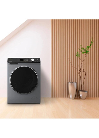 Пральна машина BD-802HVOS фронтальна, 8кг, 1400, A+++, 60см, дисплей, пара, інвертор, люк чорний, cріблястий Hitachi (364358447)