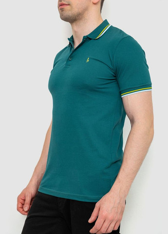 Зеленая футболка-поло мужское однотонное, цвет зеленый, для мужчин Ager