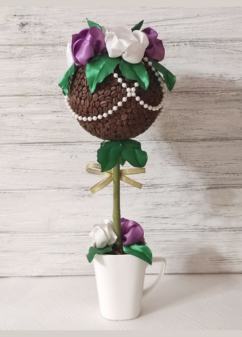 Сувенір статуетка Топіарій (дерево щастя) з кави і атласними стрічками ручна робота хенд мейд подарунок SuvenirPodarokZP (307167363)