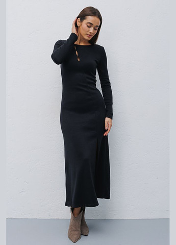 Чорна довга сукня трикотажна сукня з вирізами спереду Arjen