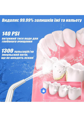 Портативний Іригатор для Зубів HF-6 Бездротовий Зубний Іригатор Порожнини Рота для брекетів та Носу з 8 насадками H2ofloss (369776231)