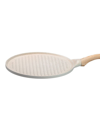 Сковорода гриль круглая Ø 26.5 см низкая с гранитным покрытием рефленная бежевая Jooki (358706101)