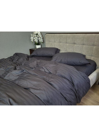 Постельное белье с резинкой Мульти страйп графит сатин, PREMIUM Семейный размер, наволочки 50/70 No Brand (363190429)