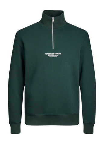 Темно-зелений світшот фліс,темно-зелений з принтом,jack&jones Jack & Jones (372127707)