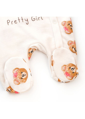 Чоловічок для дівчинки на кнопках з ведмедиками Girl Bears Молочний dexter's (362475759)