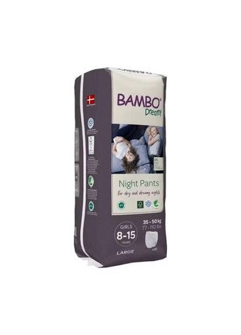Ночные ЭКО подгузники-трусики для девочек Bambo Dreamy Night Pants (35-50 кг) 8-15 лет. Bambo Nature (285766567)