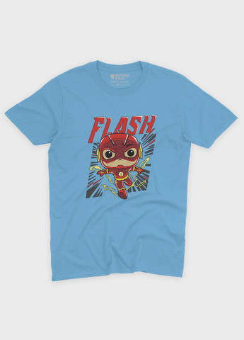 Голубая демисезонная футболка для девочки с принтом супергероя - флэш (ts001-1-lbl-006-010-006-g) Modno