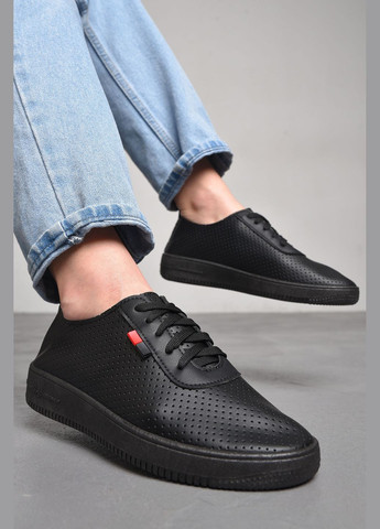 Мокасини жіночі чорного кольору на шнурівці Let's Shop (279724137)