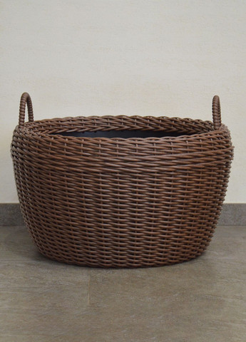 Корзина для дров плетеная (дровница) из искусственного ротанга ручной работы. Цвет Молочный шоколад. 60 литров Handmade (327878846)