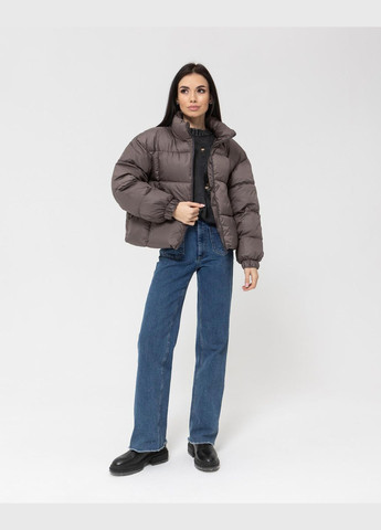 Коричнева демісезонна стильний короткий пуховик на теплу зиму-весну-осінь Vakko