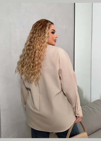 Бежева жіноча котонова сорочка блузка блуза на гудзиках xl 2xl 3xl No Brand