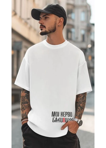 Футболка черная женская 100% хлопок «Нервы видели ВСЁ» OVERSIZE Черная, OneSize No Brand (401175032)