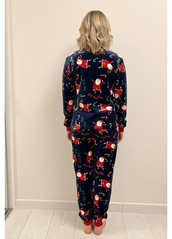 Темно-синя зимня піжама жіноча тепла "santa" кофта + брюки Cosy