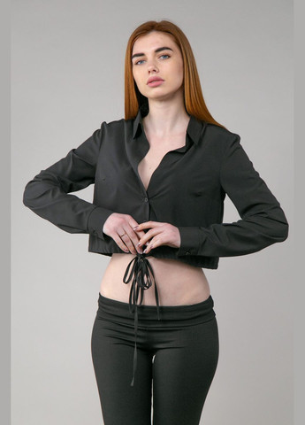 Чорна блуза із зав'язками на талії CHICLY