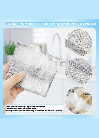 Серветка двошарова багаторазова металева з абразивною сіткою для посуду, скла та меблів (5 штук) Kitchen Master (317638710)