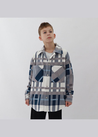 Серая повседневный, кэжуал рубашка в клетку No Brand с длинным рукавом