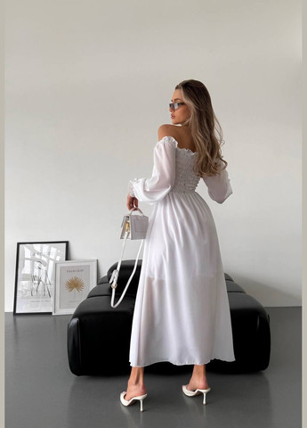 Білий повітряна ніжна біла сукня з легким кріпленням шифону з підкладкою No Brand однотонна