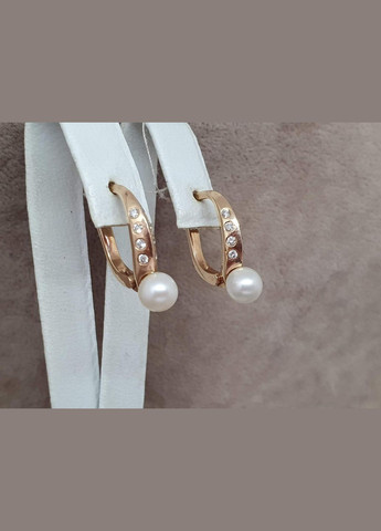 Золоті сережки з діамантами і перлами. Артикул 702090 No Brand (337171878)