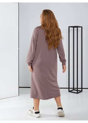 Светло-коричневое платье в спортивном стиле с затяжками на груди,двунитка,длинное Україна