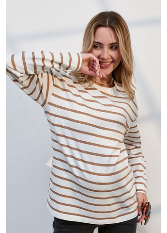 Трикотажний молочний лонгслів для вагітних та годуючих в смужку Юла мама (352539044)