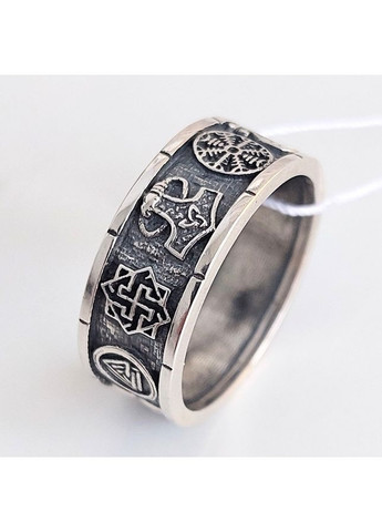 Кільце з рунами зі срібла з чорнінням No Brand (366338563)