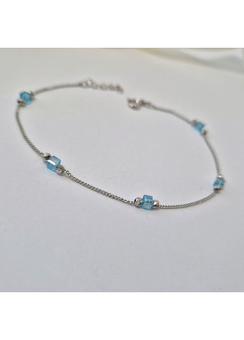 Срібний браслет із Кулькам та Голубими каменями 18 — 20 см срібло 925 проби Родоване 6393р 1.26г No Brand (352758917)