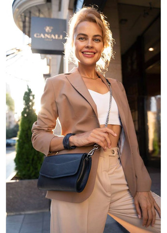 Шкіряна жіноча сумка Еліс темно-синя BlankNote клатч (348359329)