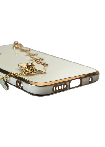 Чехол для телефона Redmi Note 11 4G женский с ремешком с украшениями и золотой окантовкой на седоме редми нот 11 4г белый gs1 Xiaomi (366232443)